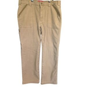 Coleman Mens 38/32 Fleece Lined Khaki Cargo Pants Outdoors Utility Hiking Trails
